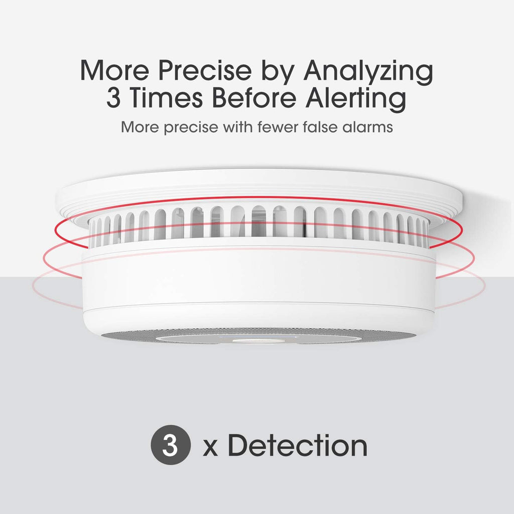 Wireless Interconnected Combination Smoke and Carbon Monoxide Detector with LCD Display, Pack of 3 J507603