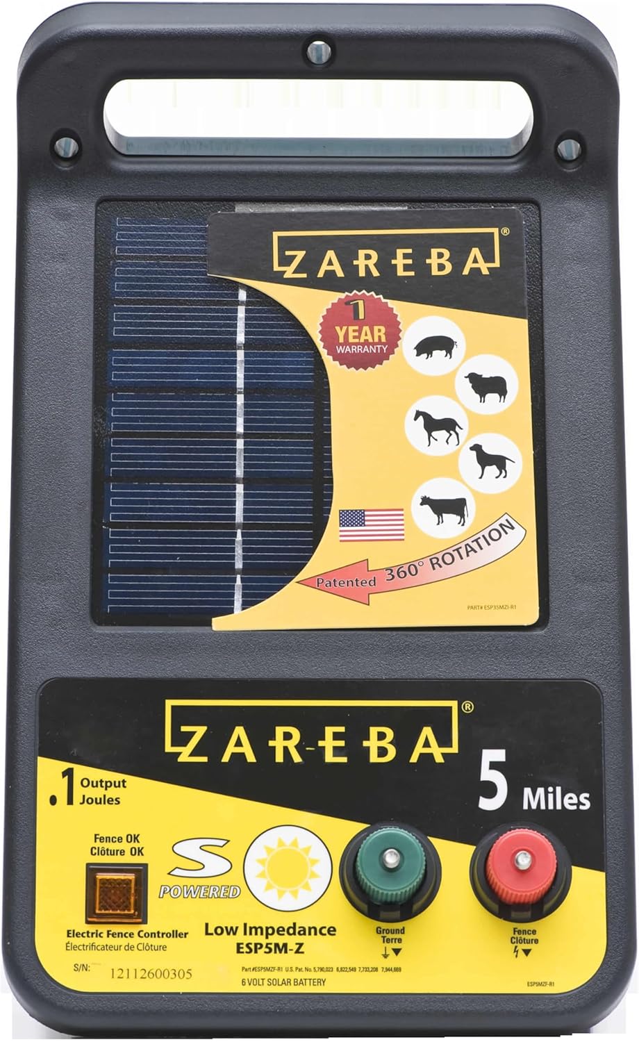 Solar Powered Electric Fence Charger 5 Mile N162057