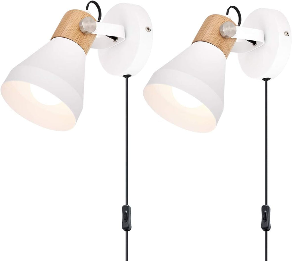 Plug in Wall Lamp Set of 2 Adjustable Black Lampshade S32125