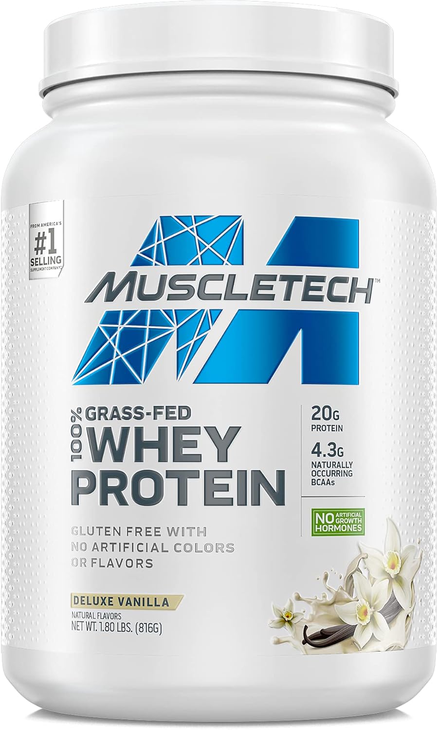 100% Whey Protein Plus Triple Chocolate 1.8 lbs and Grass Fed Whey Protein Powder Deluxe Vanilla 1.8 lbs W23628