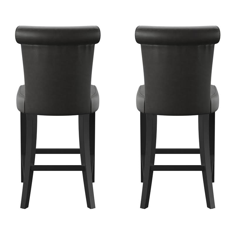 Black Faux Leather Bar Stool Set of Two X1934