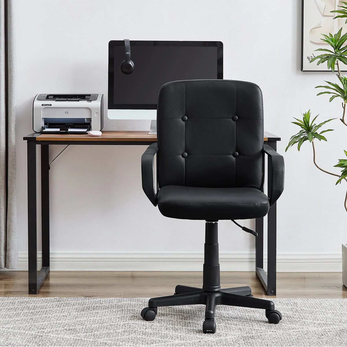 Black Corner Computer Desk & Chair Set C142626