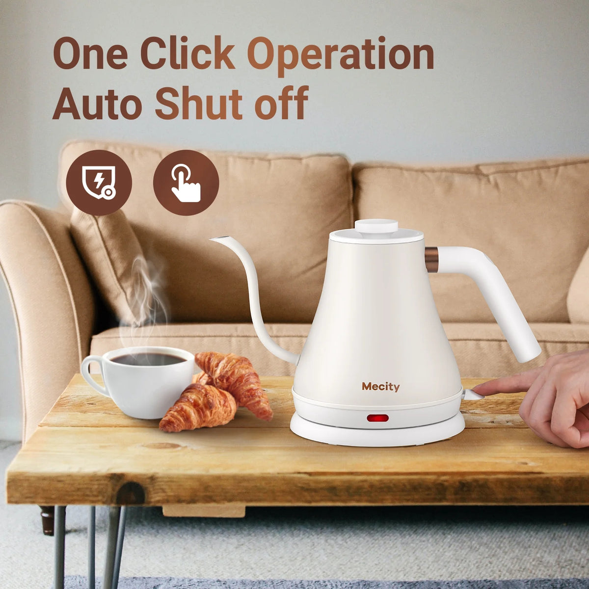 Gooseneck Stainless Steel Electric Kettle 0.8 L 1000W White K98105