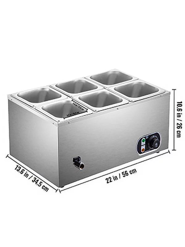 110V 6-Pan Stainless Steel Commercial Food Warmer U745