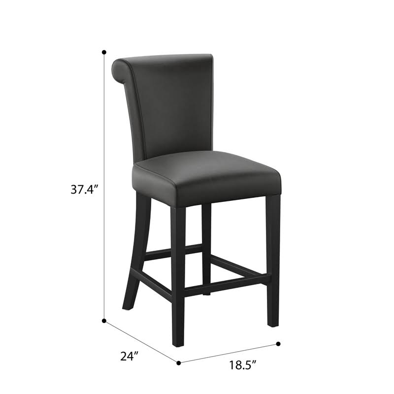 Black Faux Leather Bar Stool Set of Two X1934
