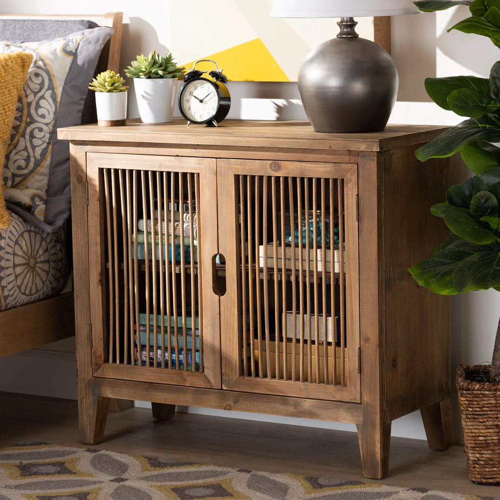 Medium Oak Finished 2-Door Wood Storage Cabinet S817