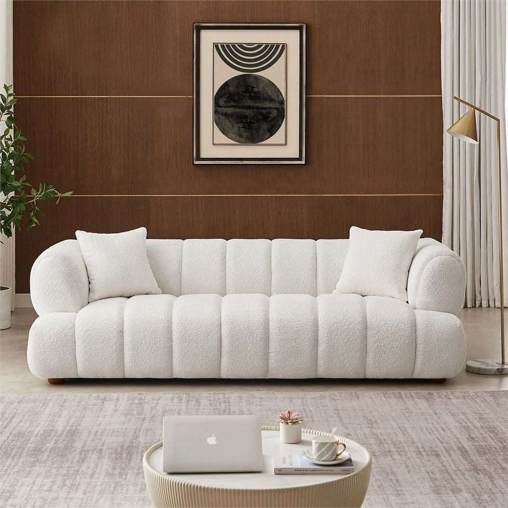 Cream Boucle Fabric Couch K721145