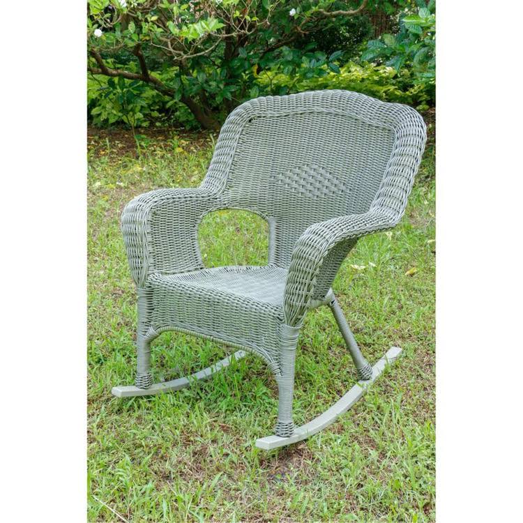 White Resin Wicker Rocker T713