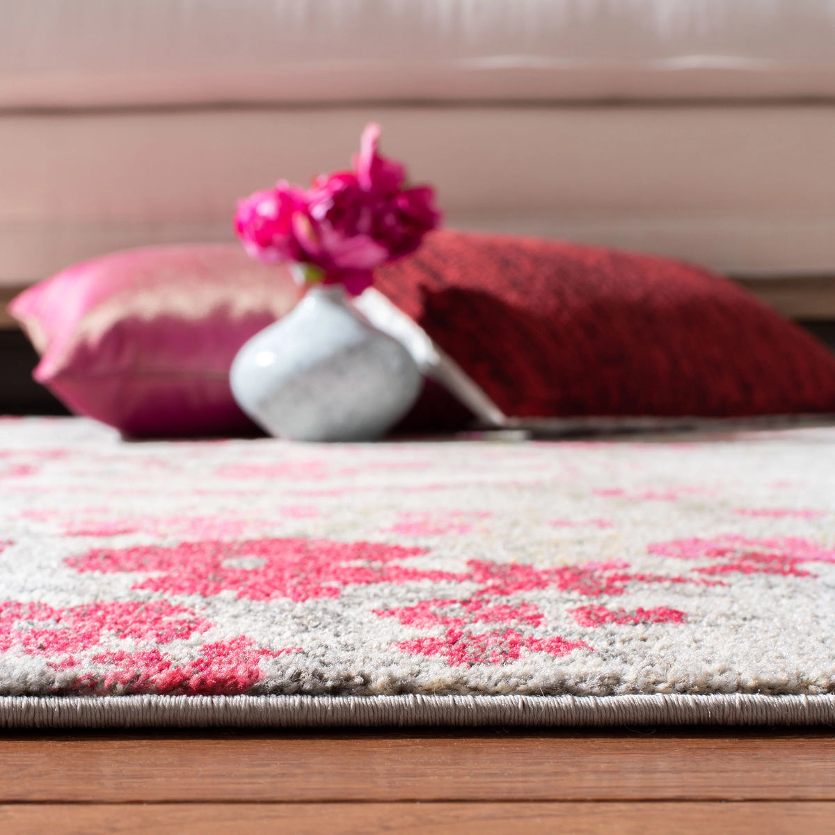 Cyan Floral Area Rug L149877