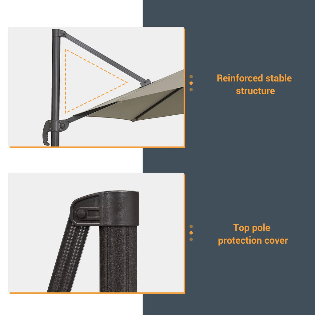 Taupe 10ft Outdoor Round Cantilever Patio Umbrella A34616