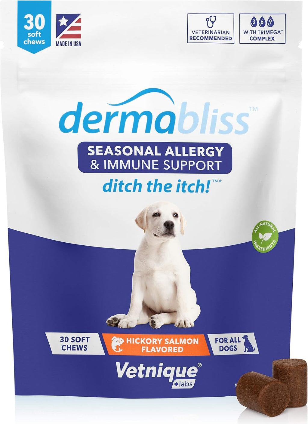 Anal Gland Support Chews 120ct Pork Liver and Allergy Chews 30ct Hickory Salmon Dog Vitamins and Supplements Bundle K8058
