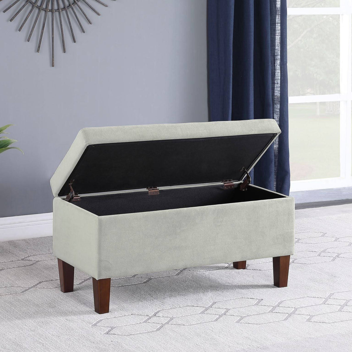 Black Plaid Decorative Storage Bench S936929