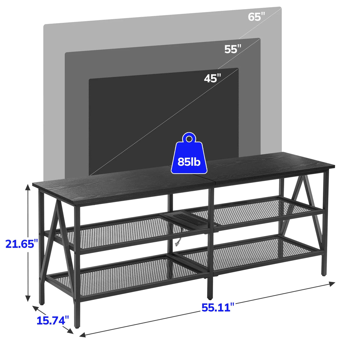 55 inch TV Stand with LED Lights U4369