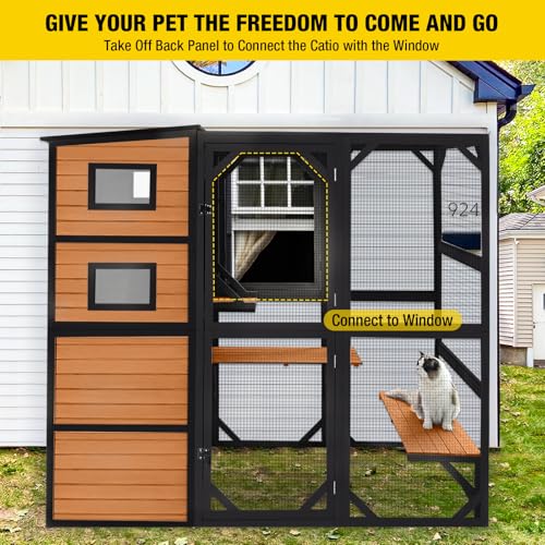 Large 4 Tiers Cat Enclosures House with Weatherproof Roof 70" H 77" L R85582