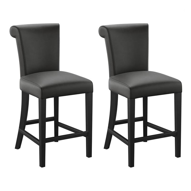 Black Faux Leather Bar Stool Set of Two X1934