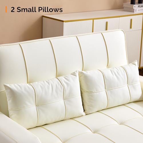 Light Green Faux Leather Convertible Futon Sofa Bed with USB Ports Z81382