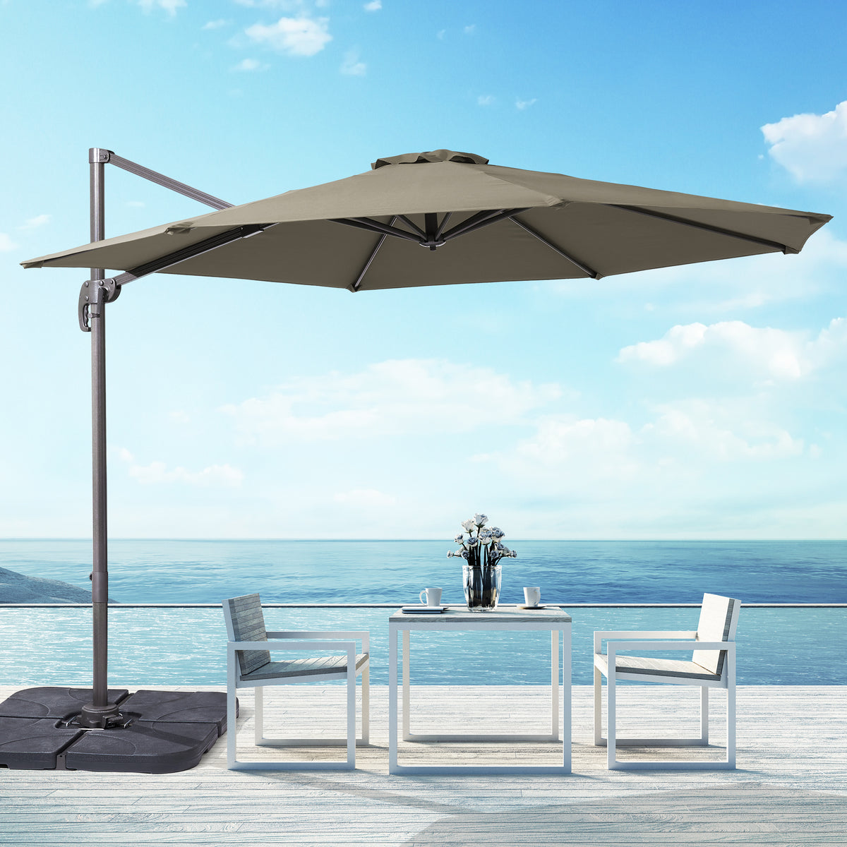 Taupe 10ft Outdoor Round Cantilever Patio Umbrella A34616
