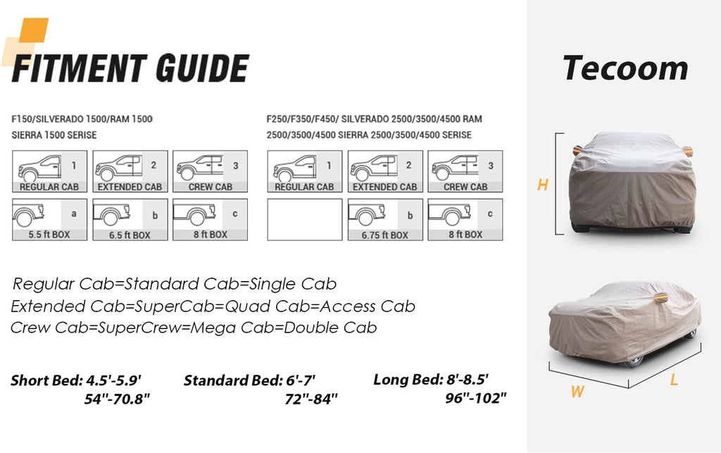 Full Size Truck Car Cover Waterproof Windproof with Straps Buckles Antenna Patch Pack of 2 R94989