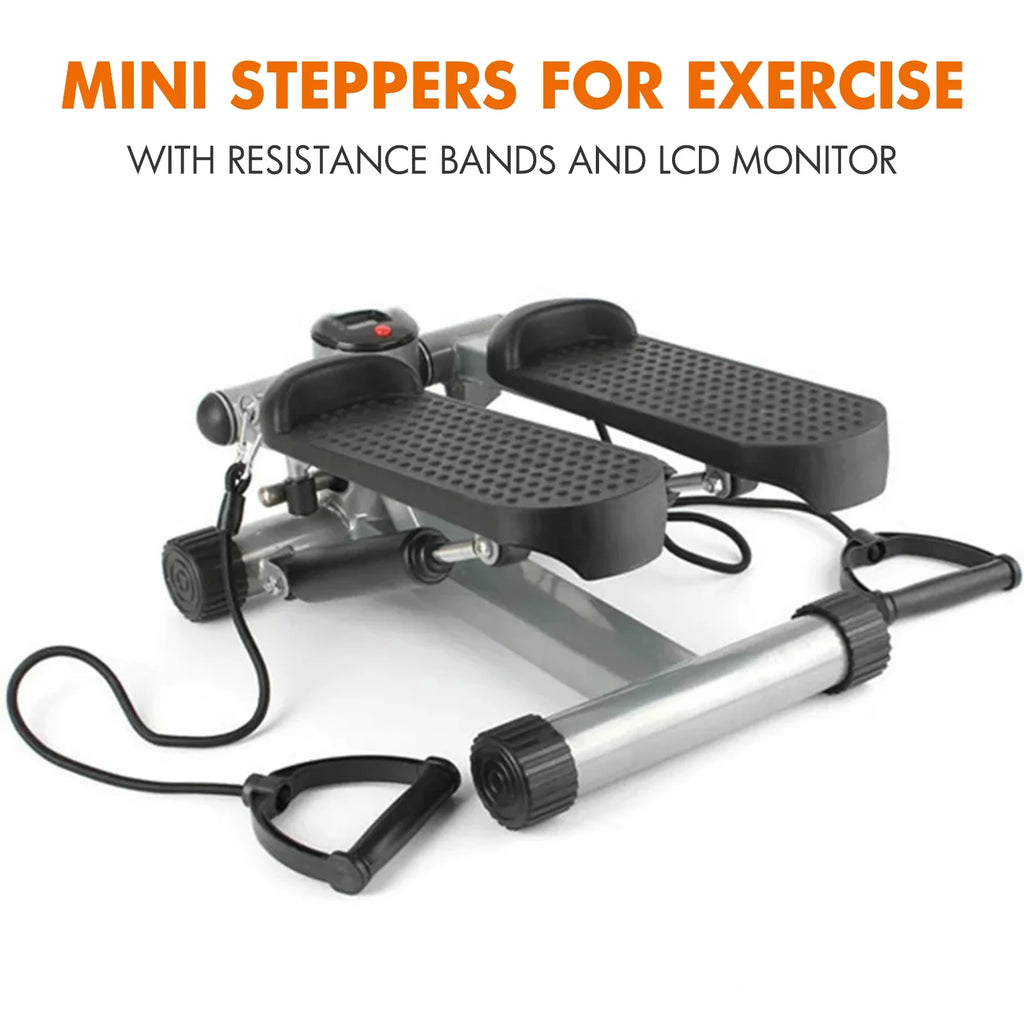 Gray Mini Stepper Air Stair Climber Exercise Machine with Resistance Band L560138
