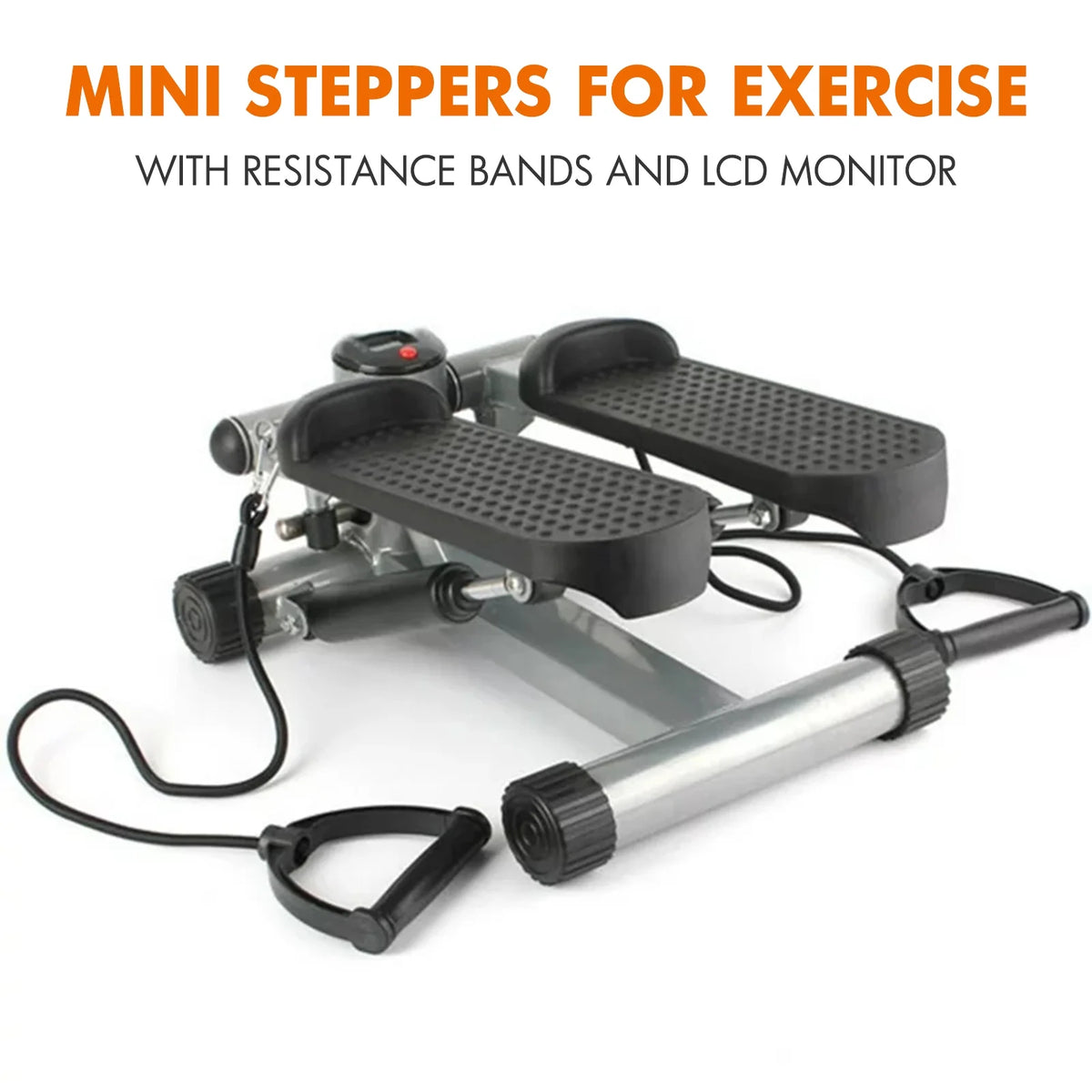 Gray Mini Stepper Air Stair Climber Exercise Machine with Resistance Band L560138