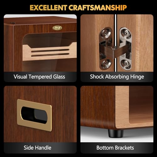 Black Cigar Humidor with Spanish Cedar Wood Shelves, Hygrometer and 3 Humidifiers L782736