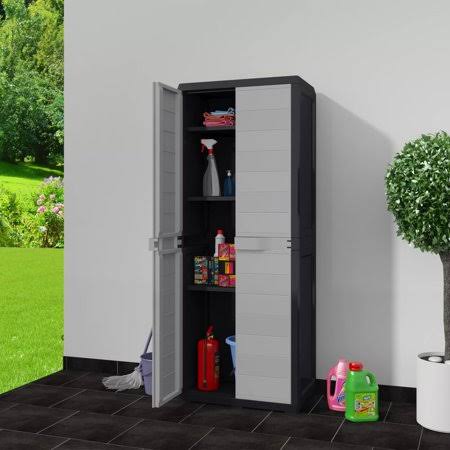 Black and Gray Garden Storage Cabinet with 3 Shelves F958
