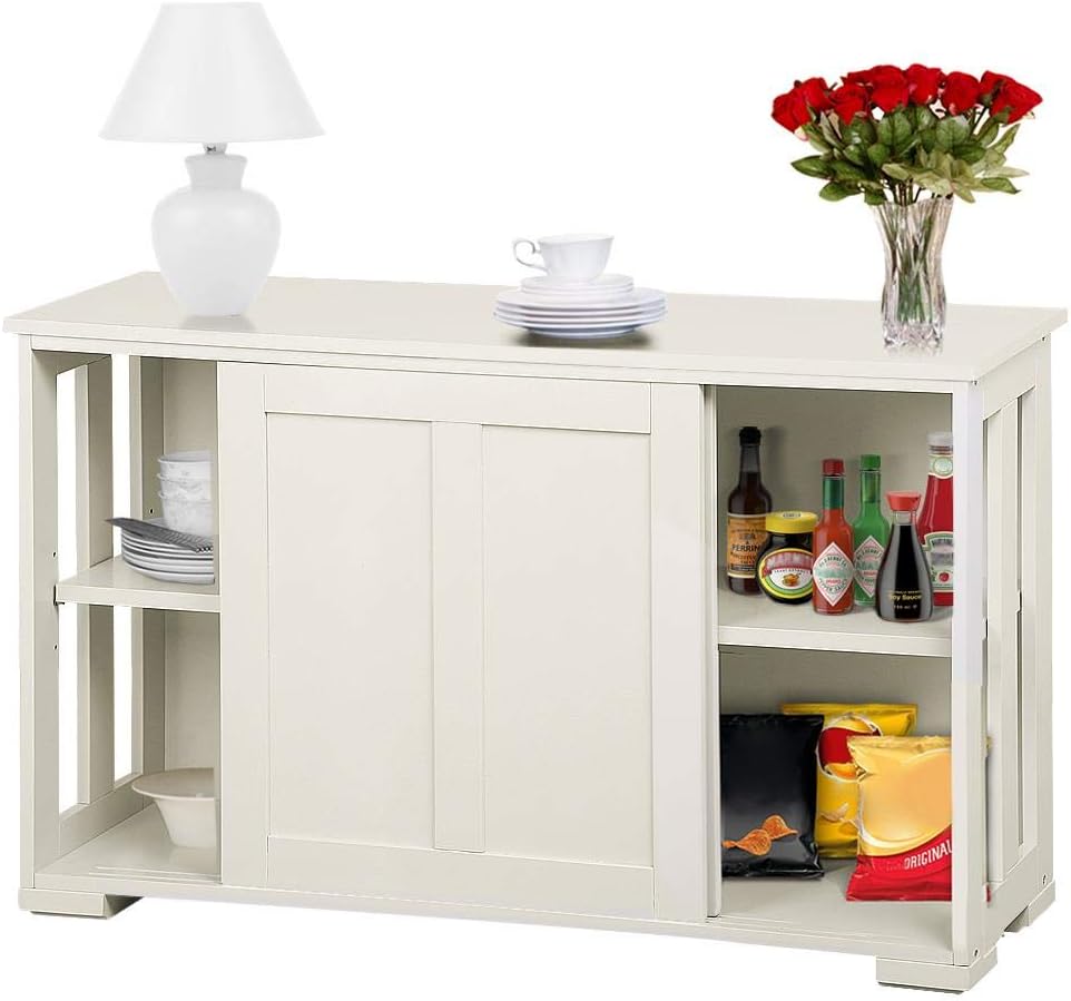 Black Wooden Buffet Sideboard with Sliding Door P547363