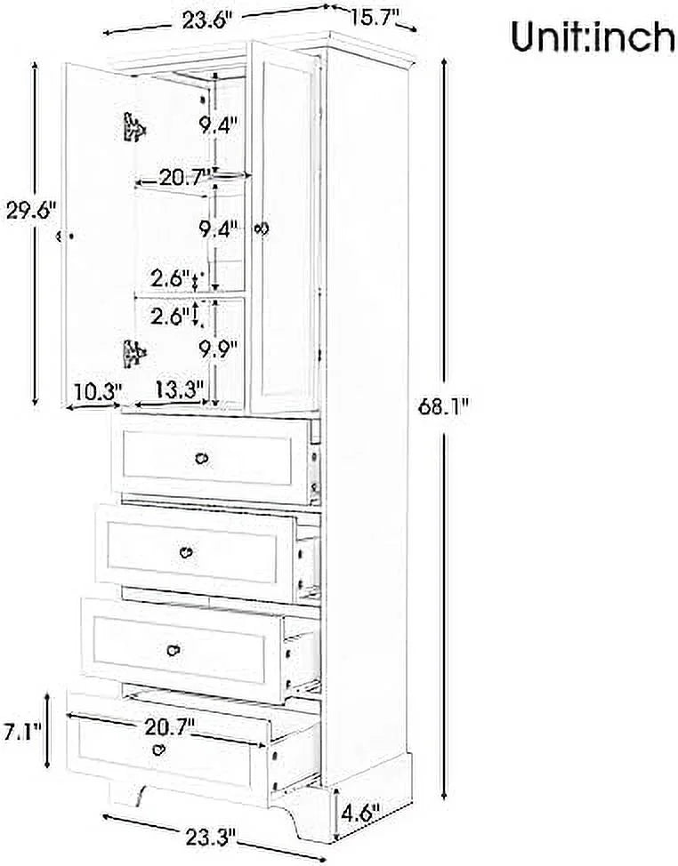 White Four Door Cabinet with Acrylic Doors G168