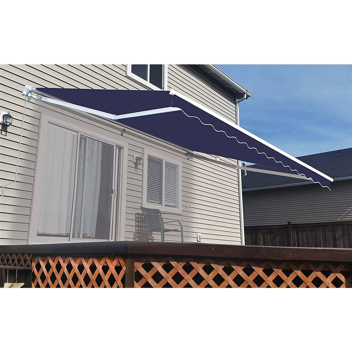 Retractable Motorized Patio Awning Blue 13 x 10 Feet Y17334
