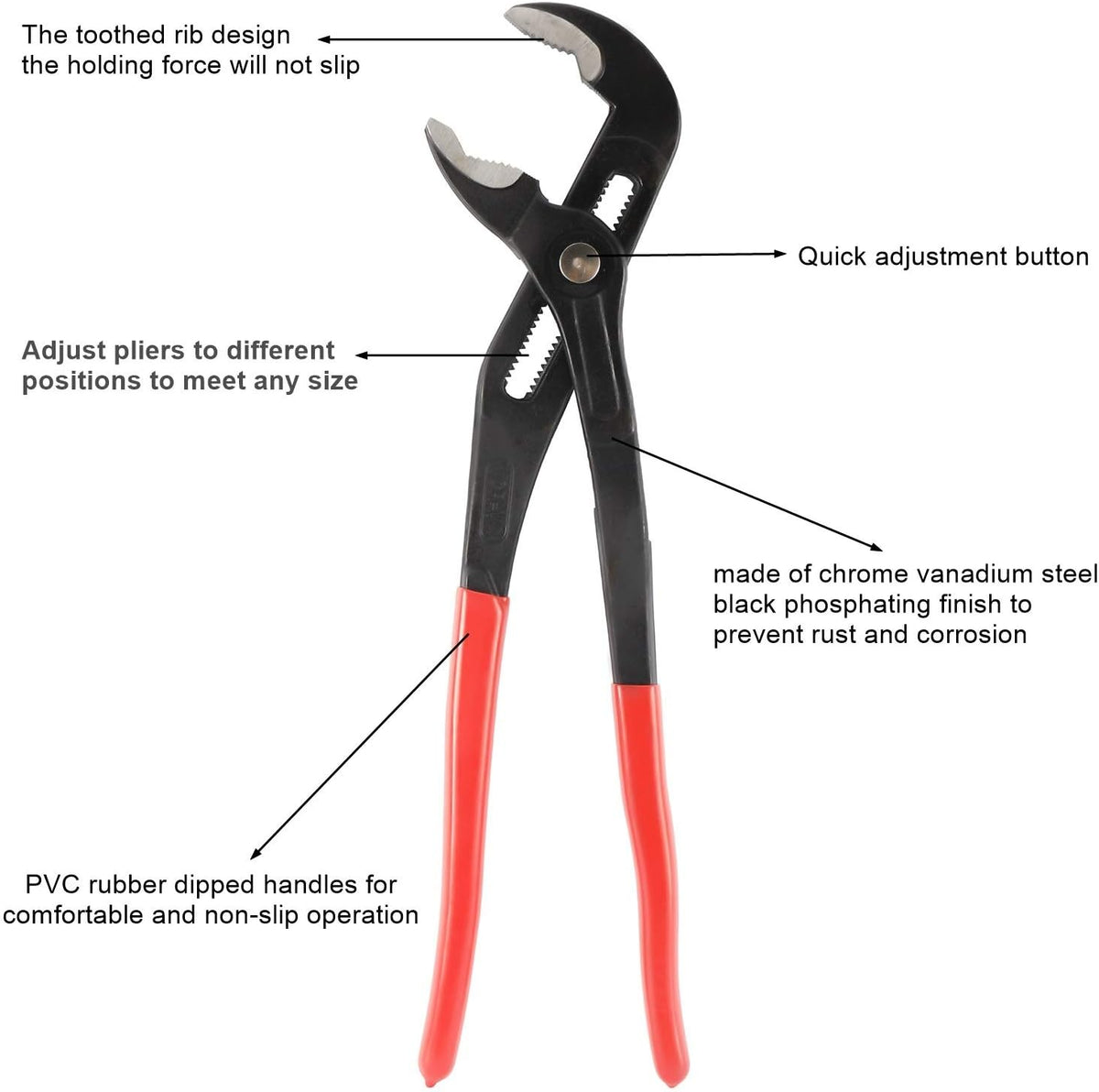 3PCS Water Pump Pliers Set 7Inch, 10Inch, 16Inch F108