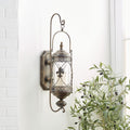 Textured Bronze Metal and Glass Floral Candle Sconce N5849