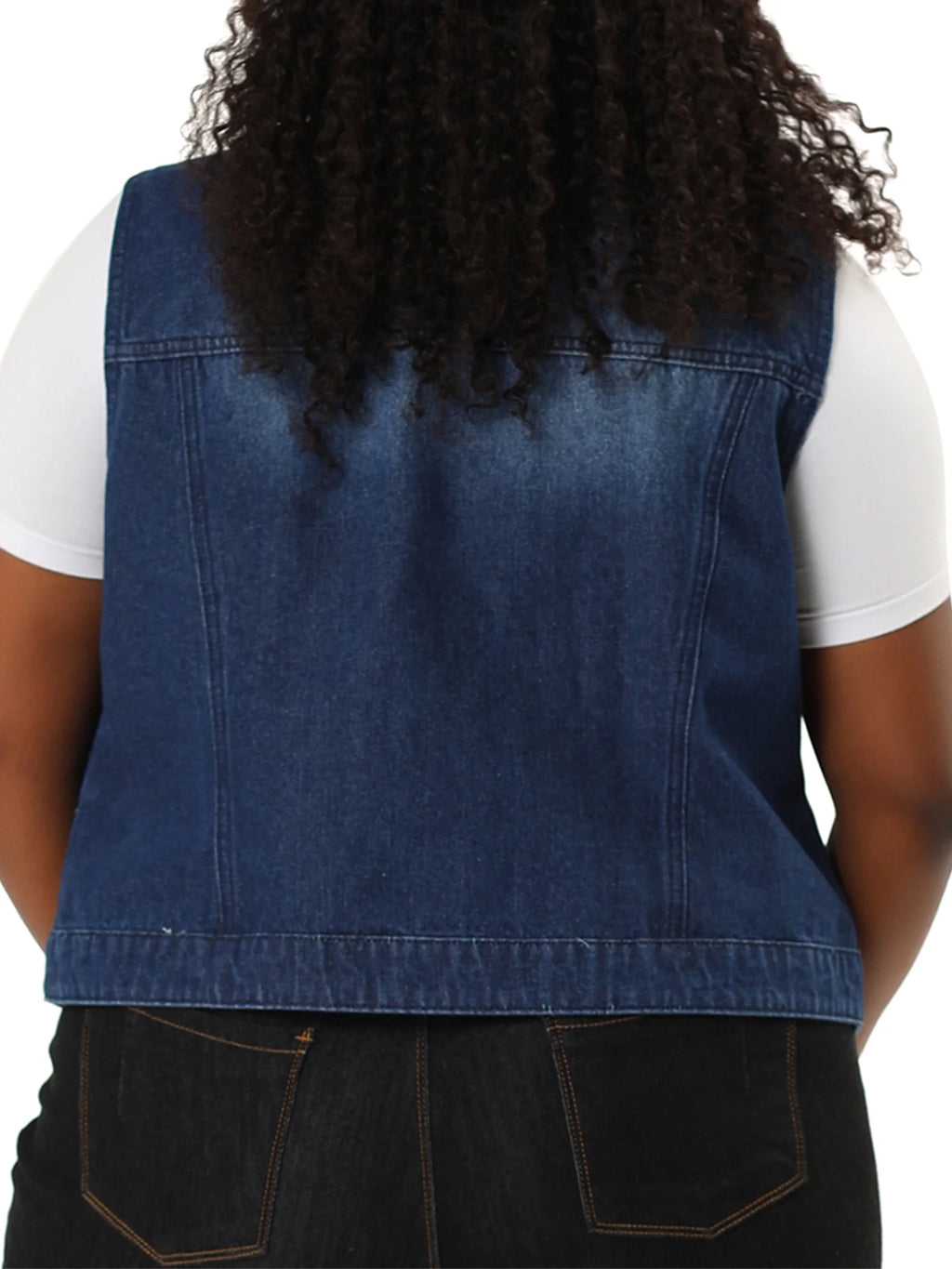 Plus Size Sleeveless Denim Vest Jacket M8461