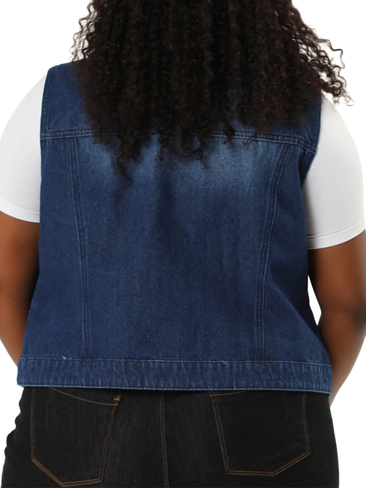 Plus Size Sleeveless Denim Vest Jacket M8461