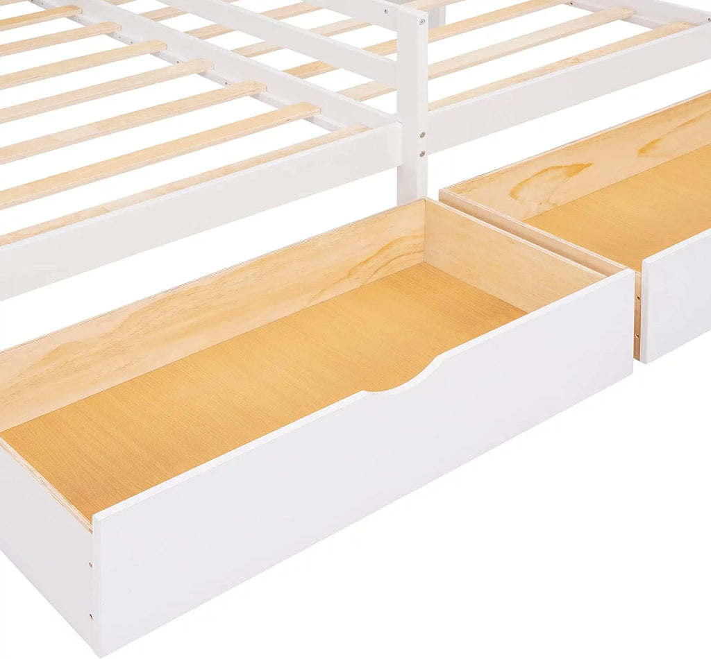 Double Bed Frames with Storage and Rails E2269