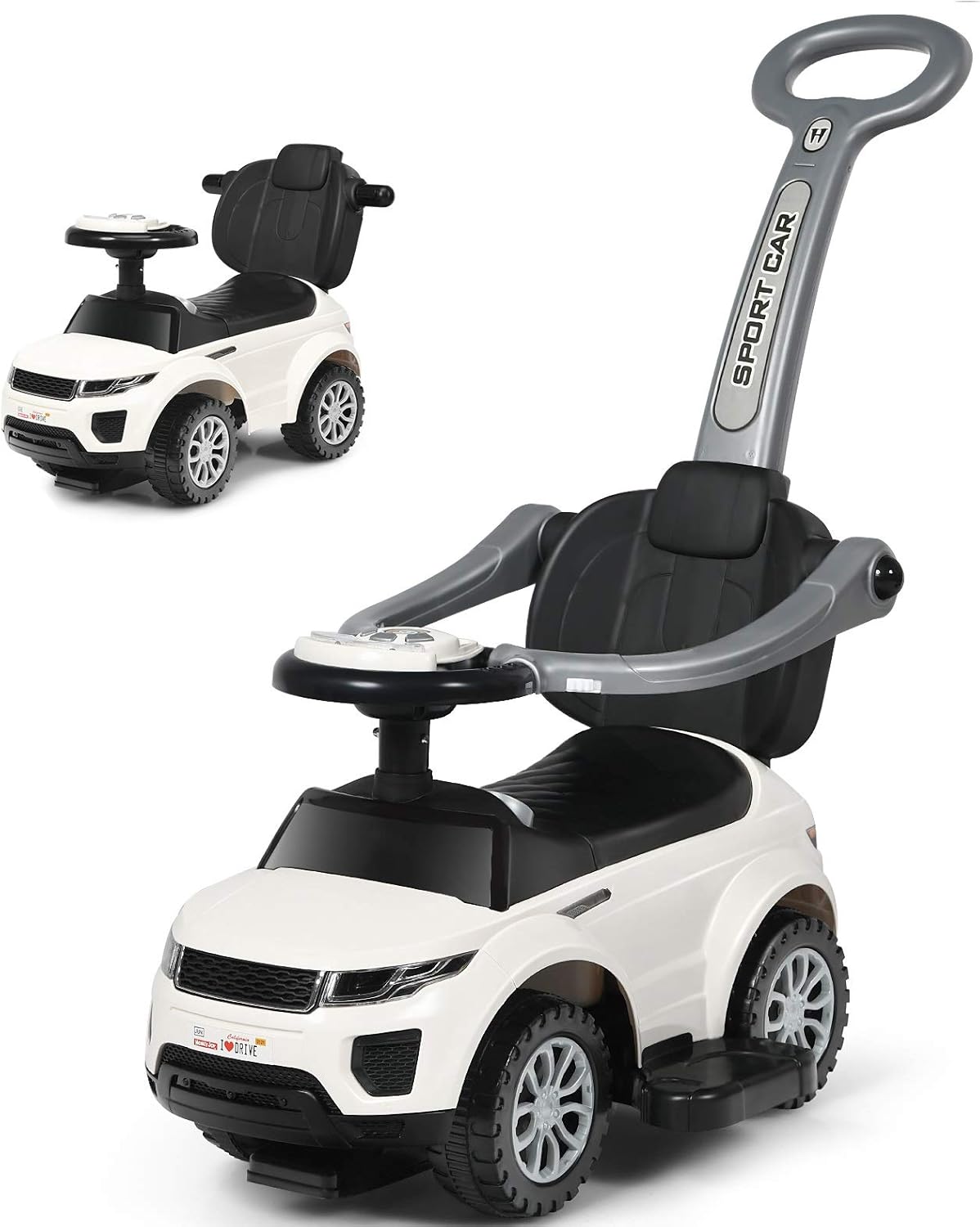 3 in 1 Ride on Push Car with Horn Music Light Pink Y58015