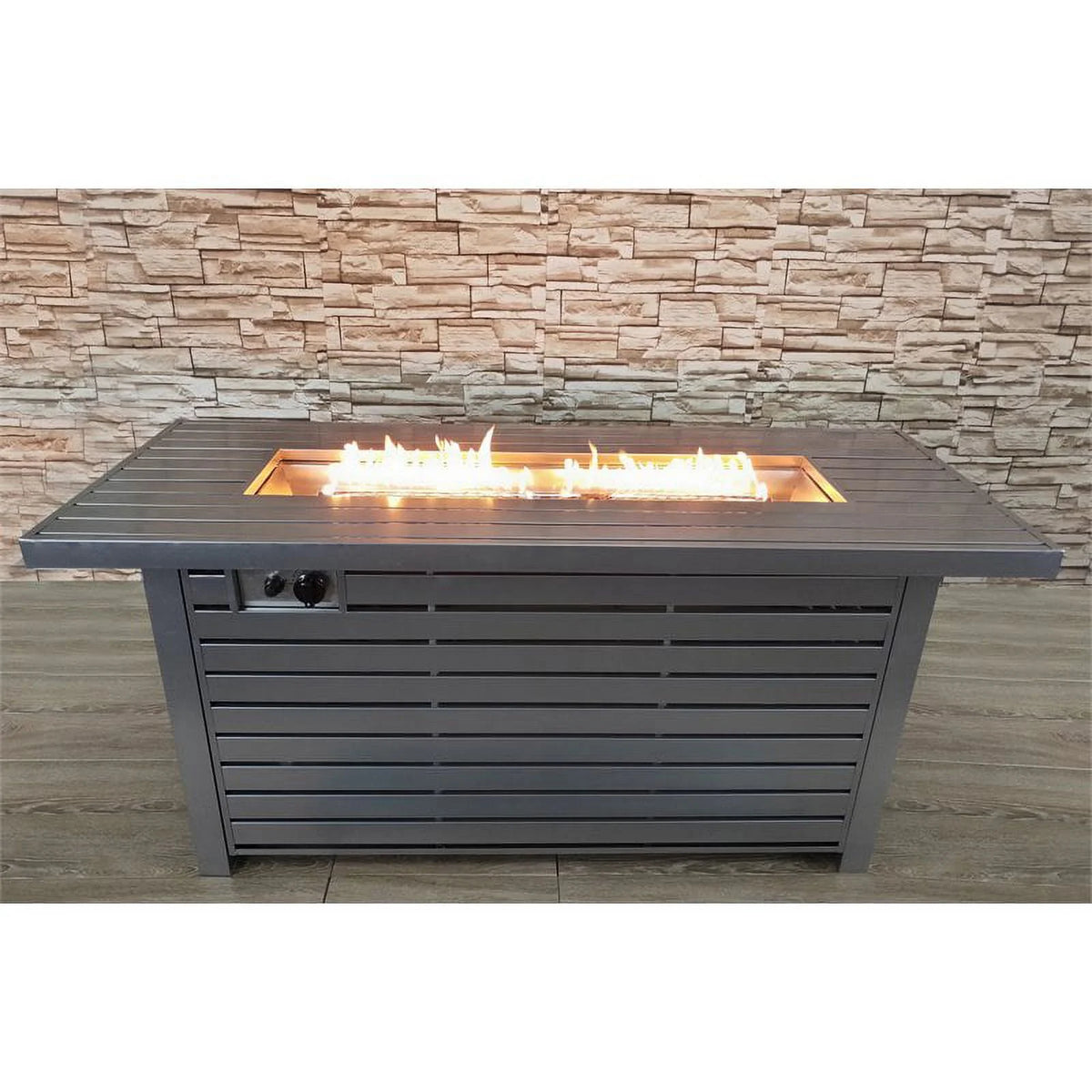 Gray Metal Propane/Natural Gas Fire Pit Table J529481