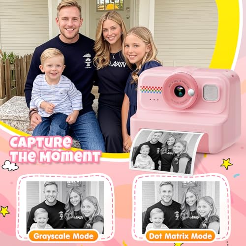 1080P HD Kids Instant Print Camera with 3 Rolls Print Paper & 32GB Card (Black) D752