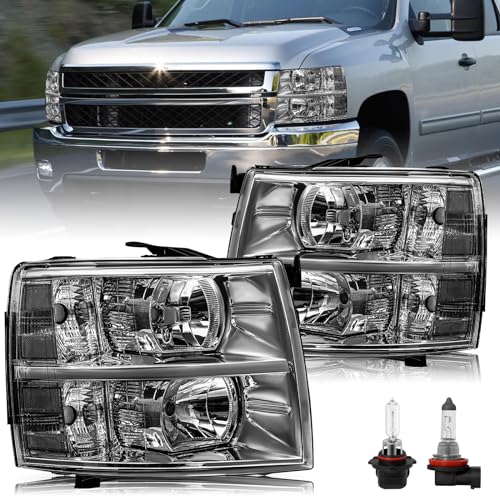 Pair Halogen Headlight Assembly for 2007-2013 Chevy Silverado 1500 2500 3500 HD O765081