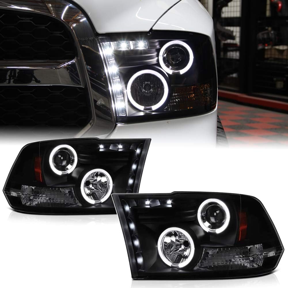 Black Smoked LED Projector Headlights Assembly P5049