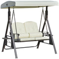 Beige 2-Person Patio Swing Bench with Canopy J3407
