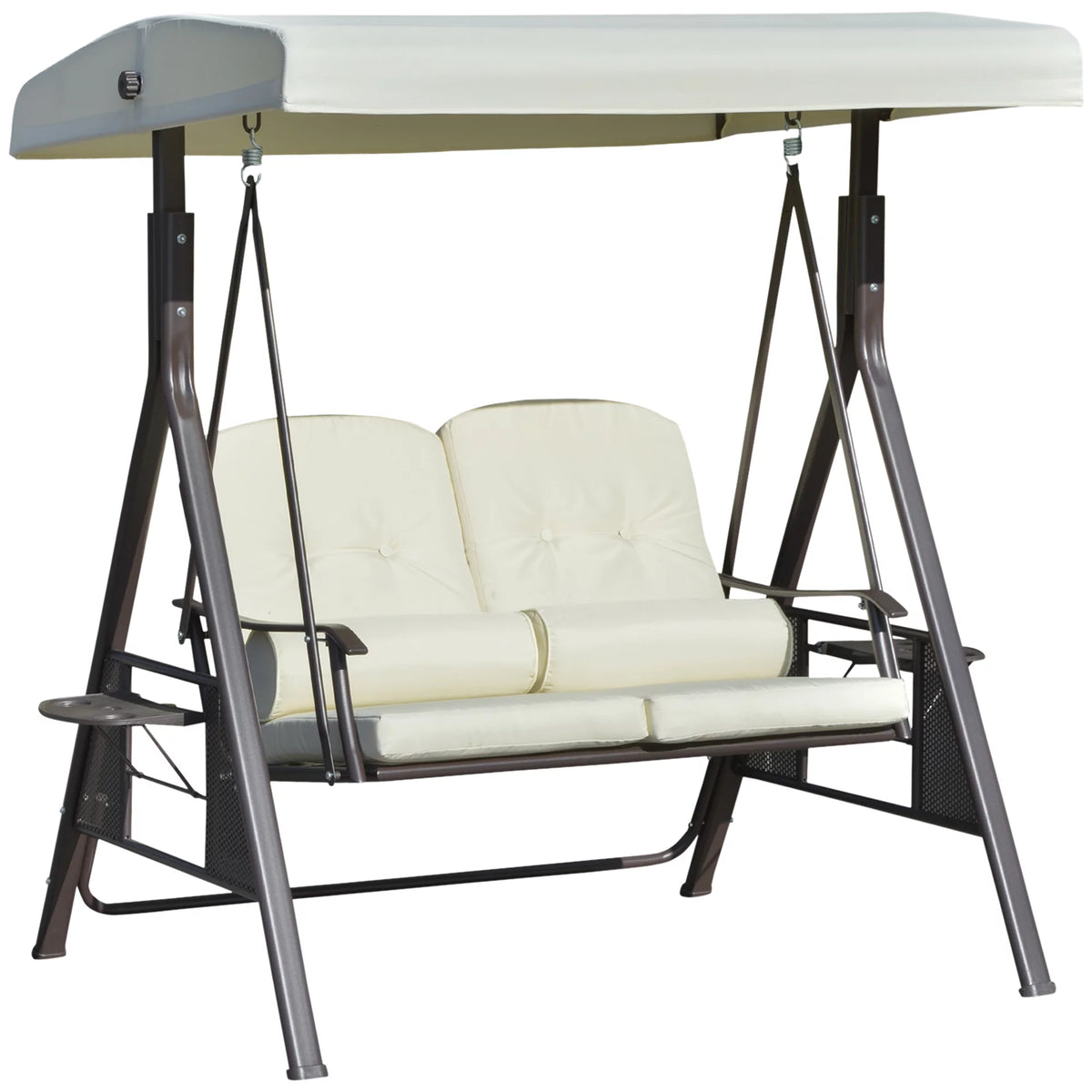 Beige 2-Person Patio Swing Bench with Canopy J3407