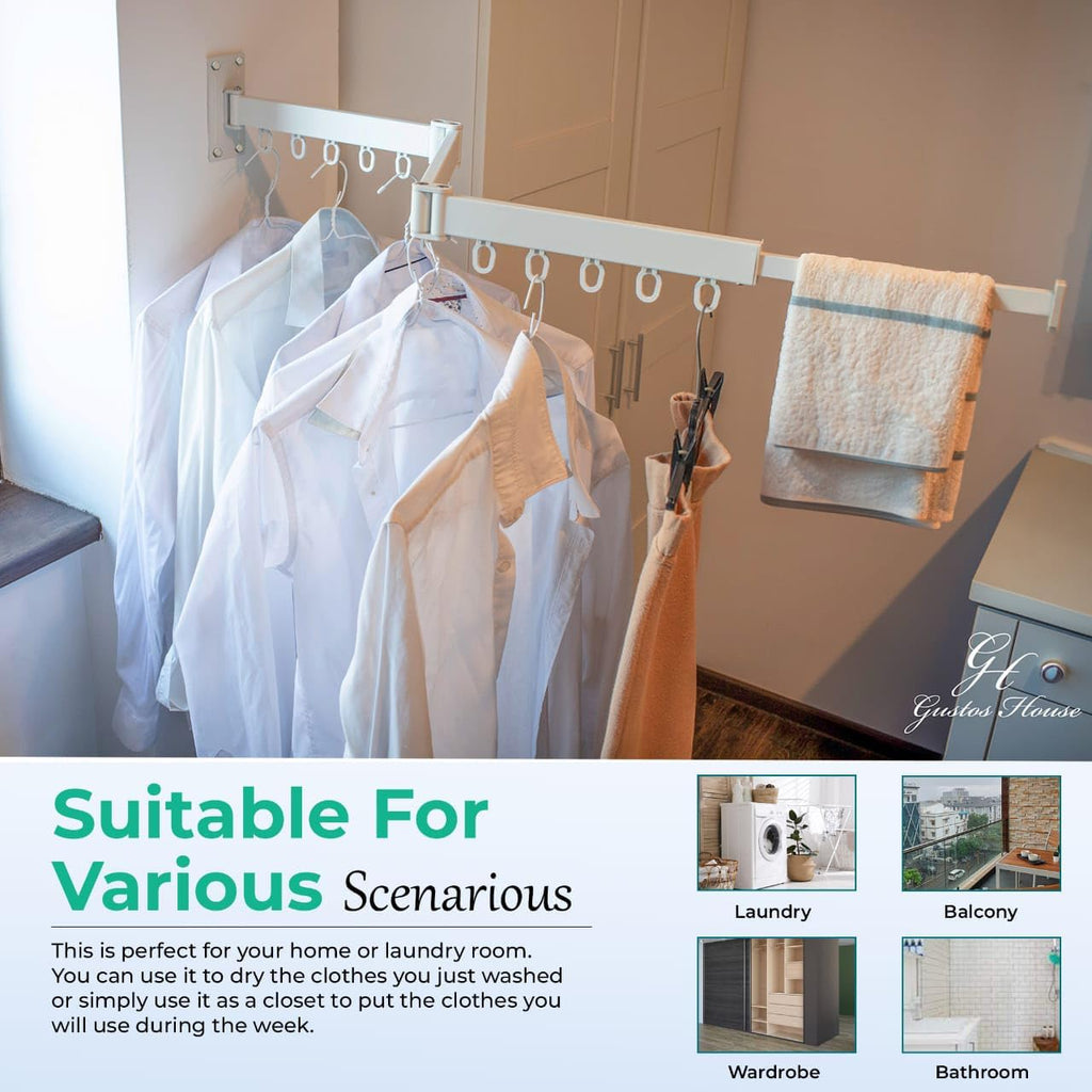 Wall Mounted Retractable Folding Clothes Rack G259699