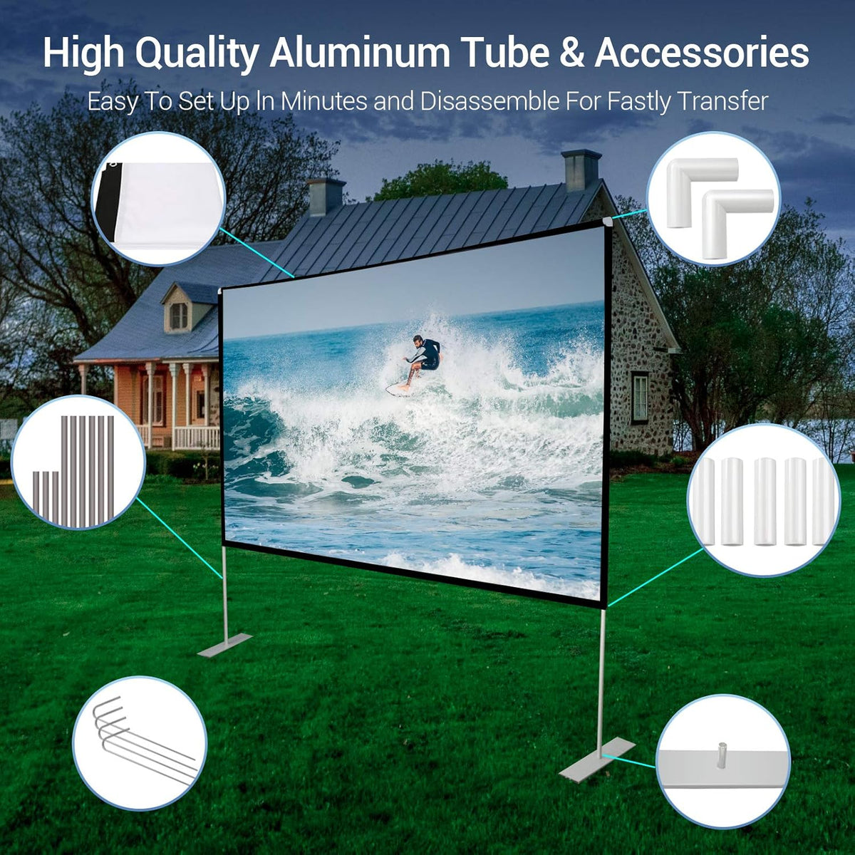 100 inch Portable Projector Screen with Stand and Carry Bag K418