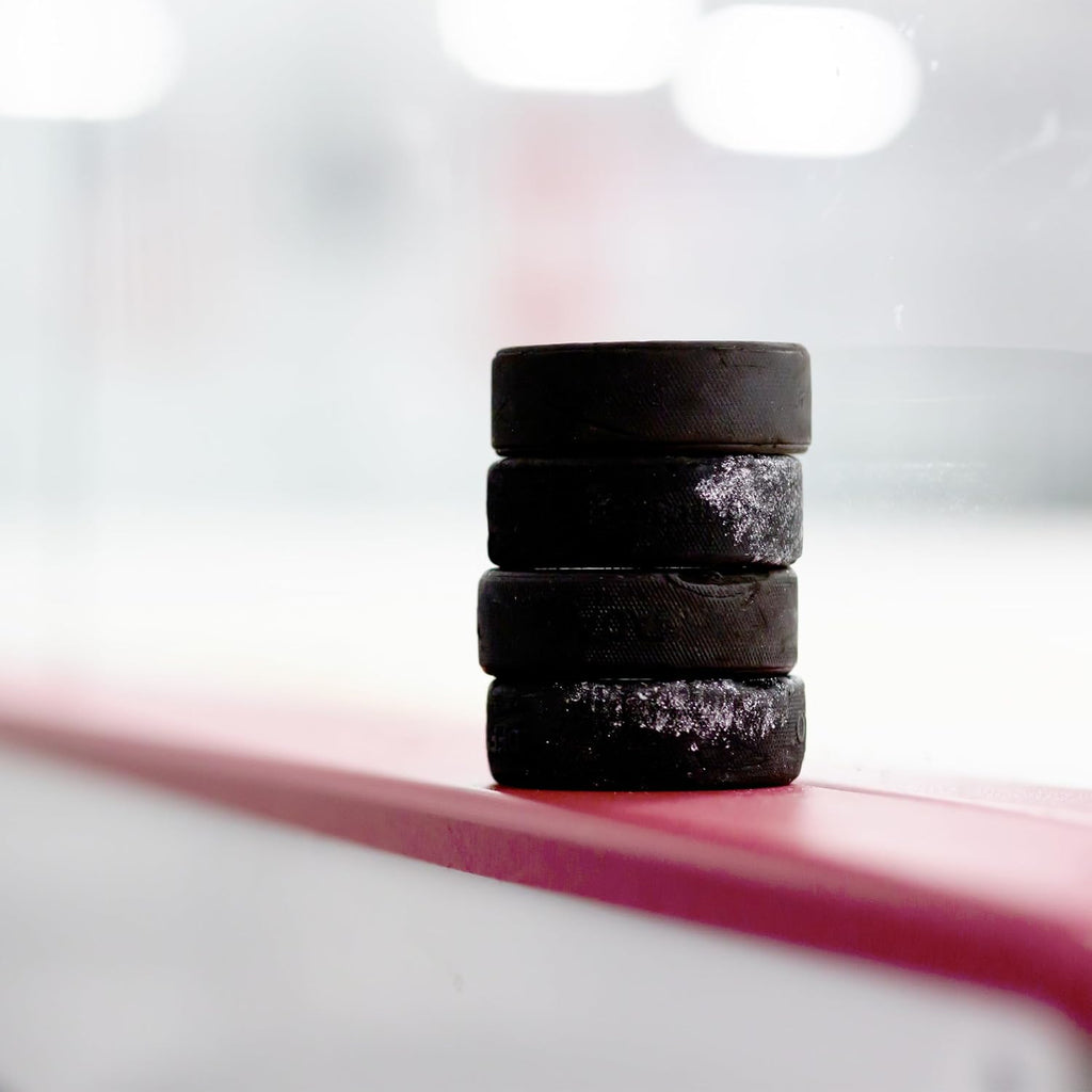 100pk Rubber Hockey Pucks 6oz V22879