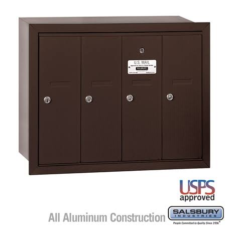 Aluminum Vertical Recessed Mounted 4 Doors Mailbox H104525