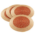 Gold 13 Inch Round Set of 4 Beaded Placemats P187