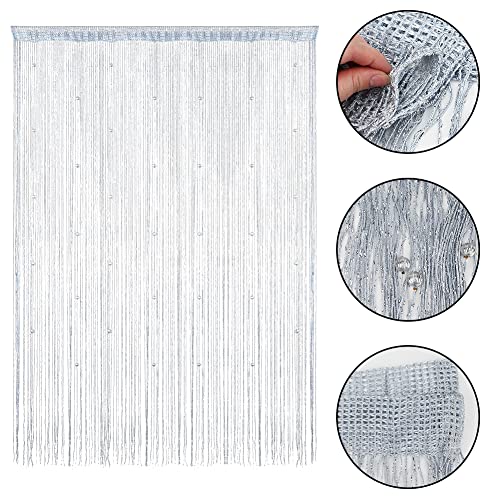 Grey Bead Curtain Door Window Divider K3570