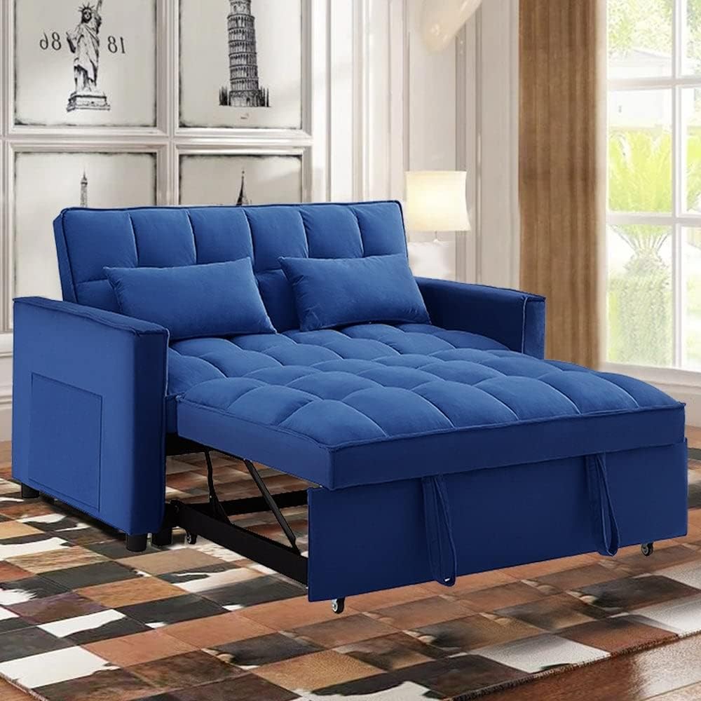 55" Width Convertible Loveseat Sleeper Sofa Grey Z321