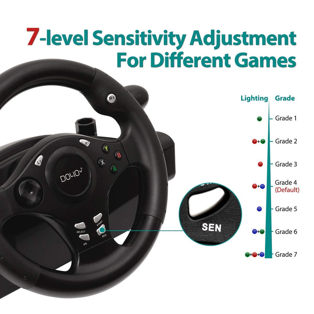 270 Degree Racing Steering Wheel with Pedals J502