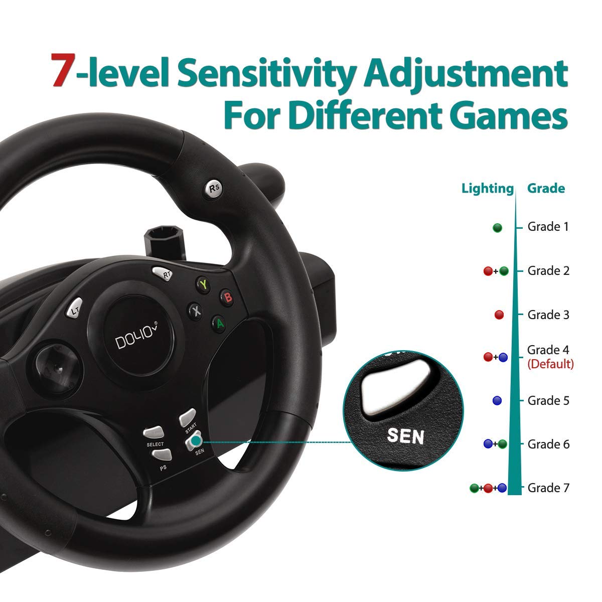 270 Degree Racing Steering Wheel with Pedals J502